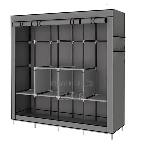 Foldable 4 Columns Clothes Bags Fabric Steel Frame Wadrobe Storage