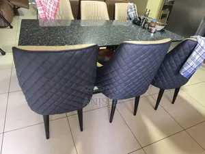 Elegant 8-Seater Dining Table Set | Blue Velvet Chairs
