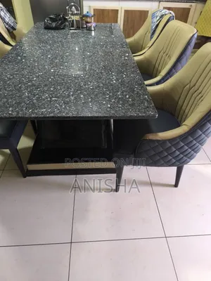 Elegant 8-Seater Dining Table Set | Blue Velvet Chairs