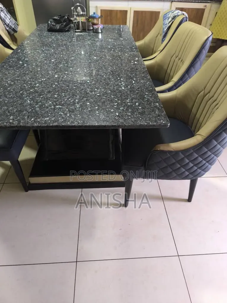 Elegant 8-Seater Dining Table Set | Blue Velvet Chairs