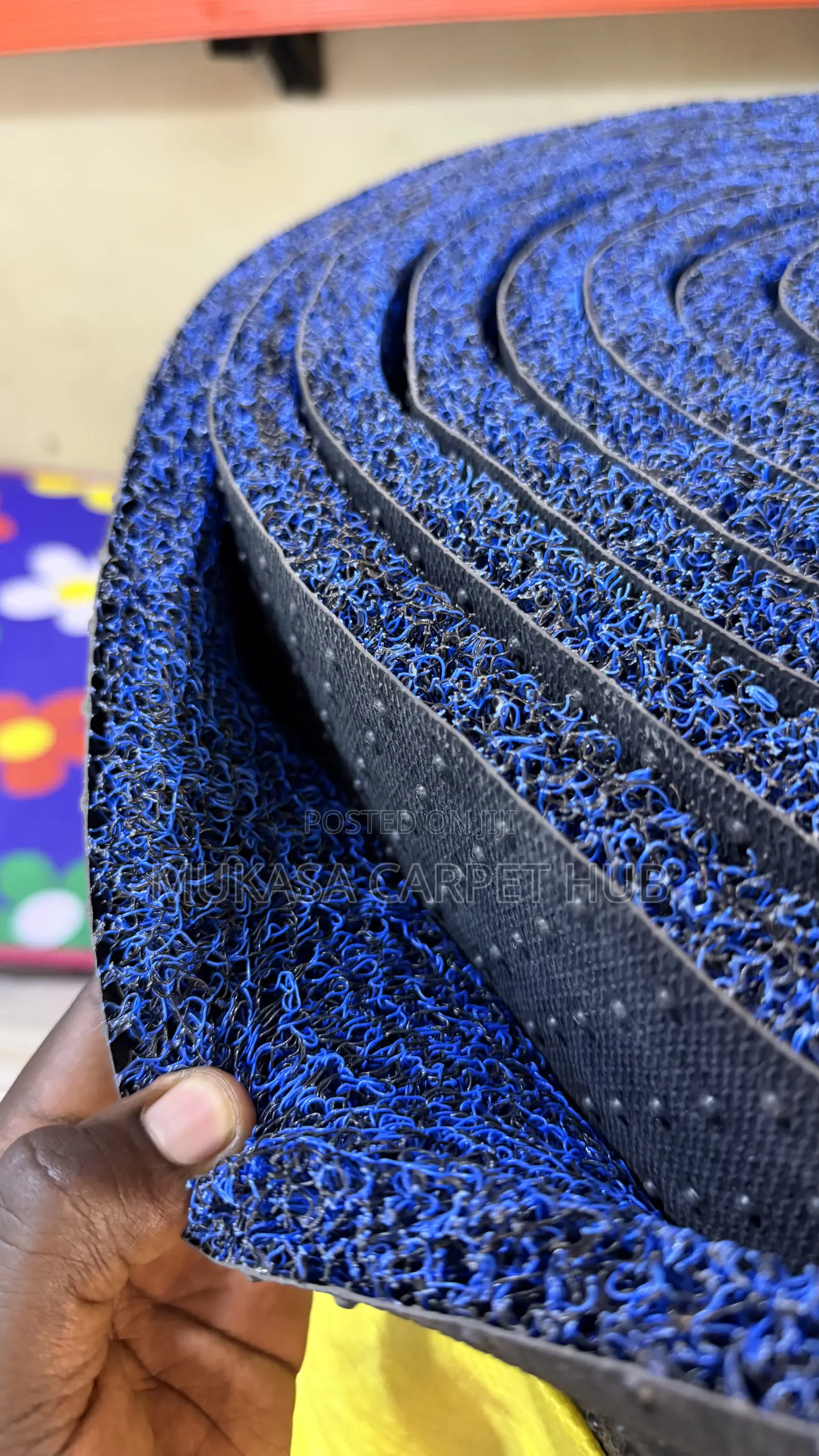 Blue PVC Coil Mat Carpet – Durable Outdoor and Indoor Flooring