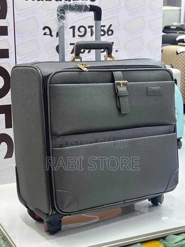 Premium Leather Trolley Suitcase