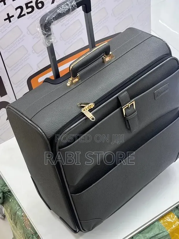 Premium Leather Trolley Suitcase