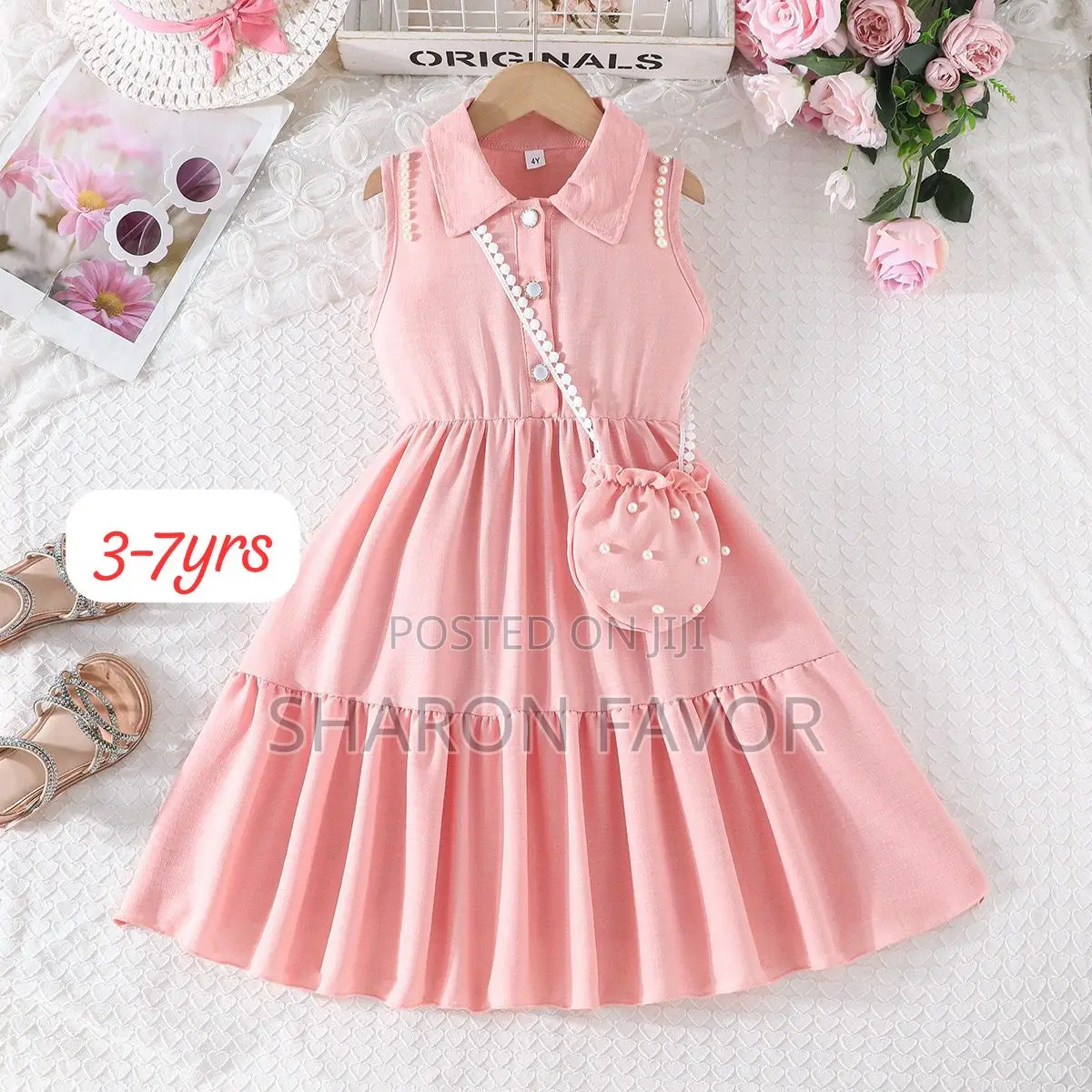 Girls Collared Sleeveless Dresses