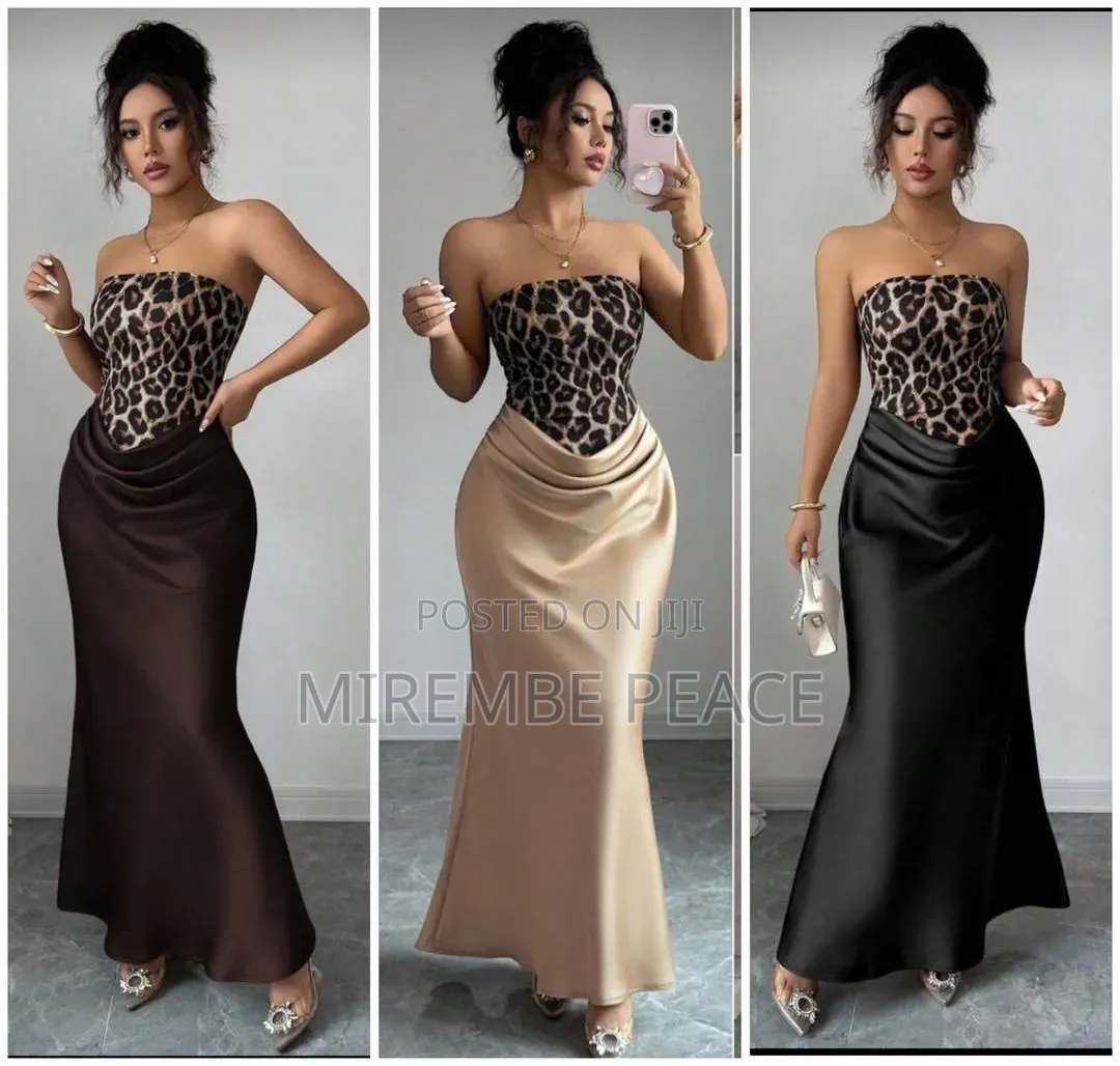 Leopard Print Satin Dresses