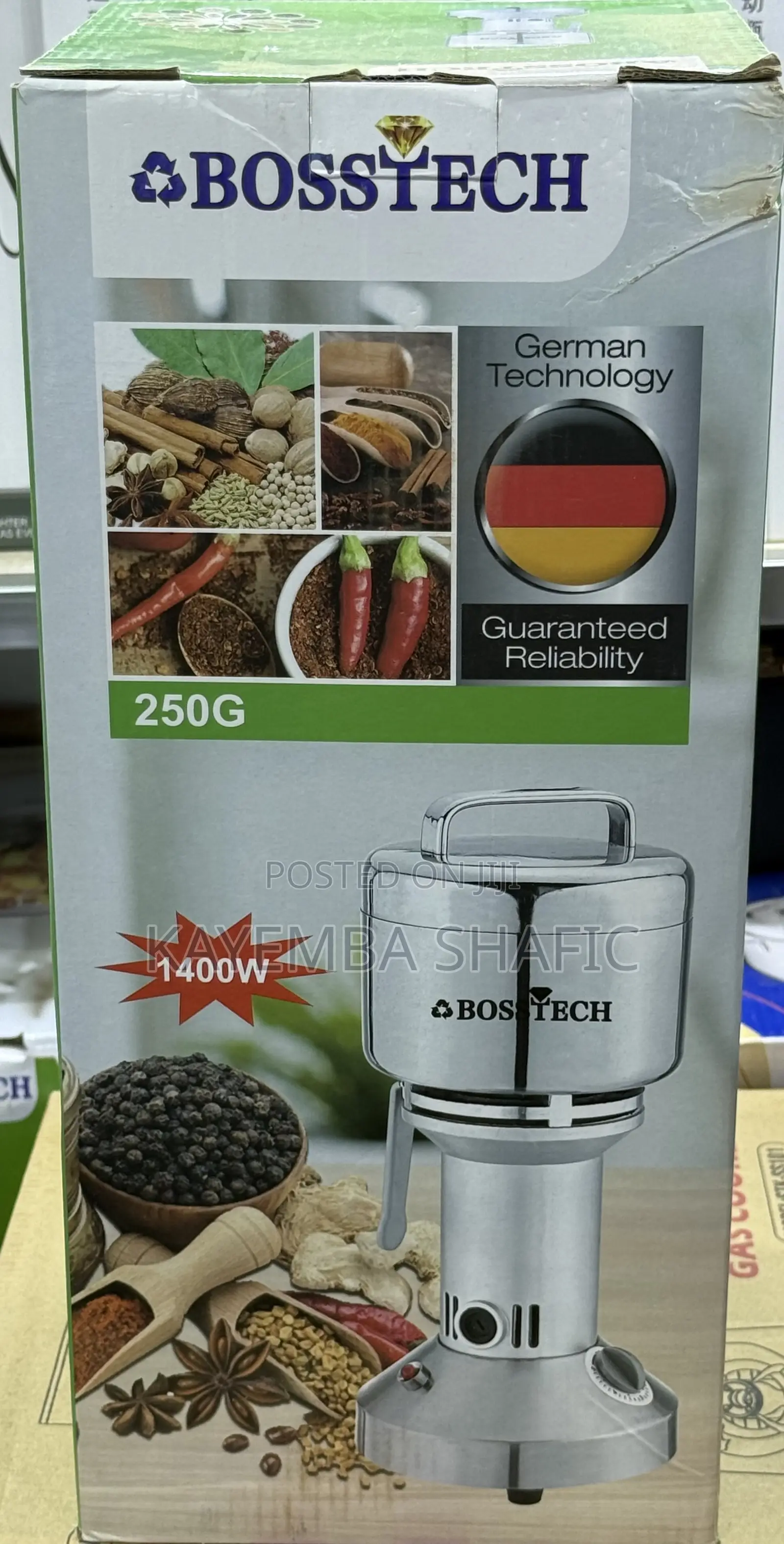 Bosstech 250g High-Speed Electric Grain and Spice Grinder (1400w)