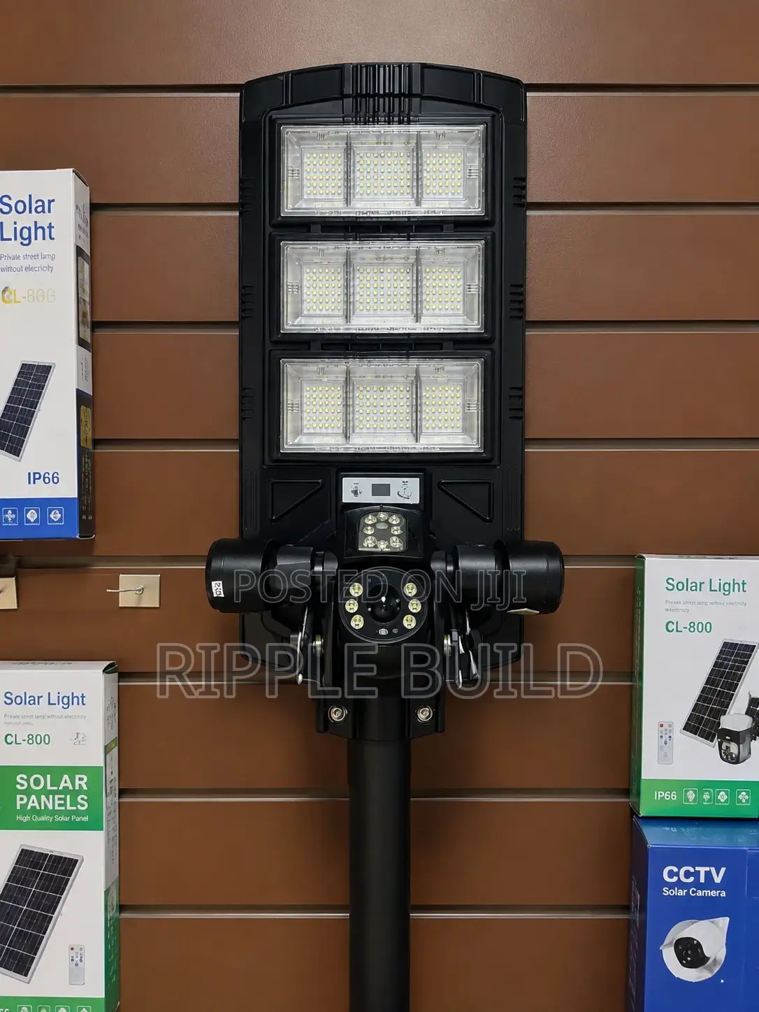 Solar CCTV Street Light With V380 Camera Dual Lens Security Lamp