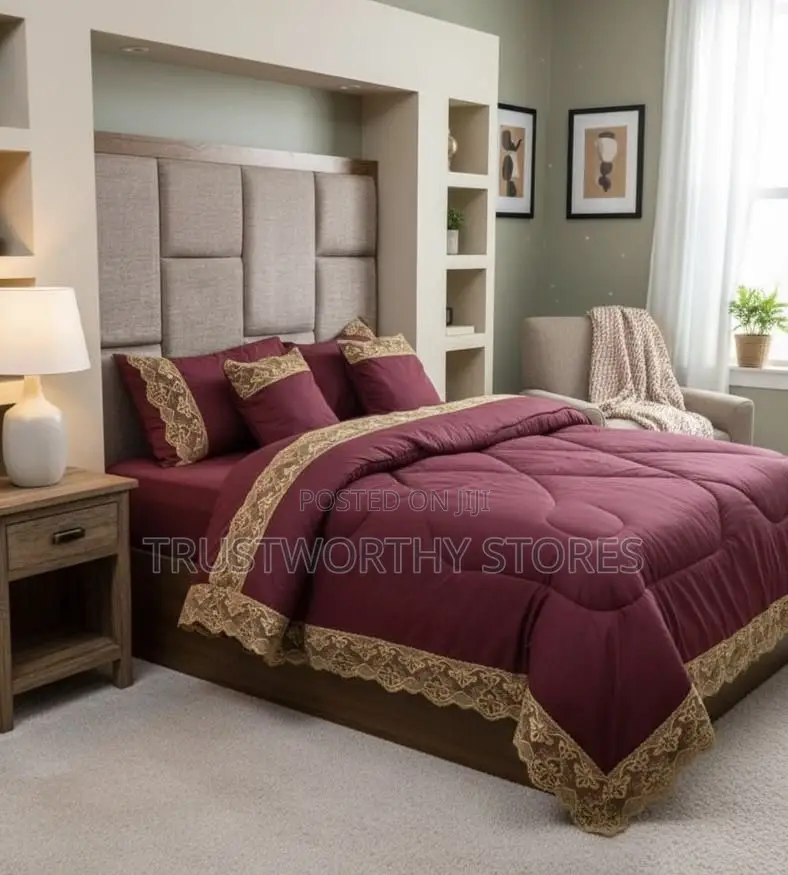 Maroon Lace Duvet. {5by6, 6by6 and King Size}