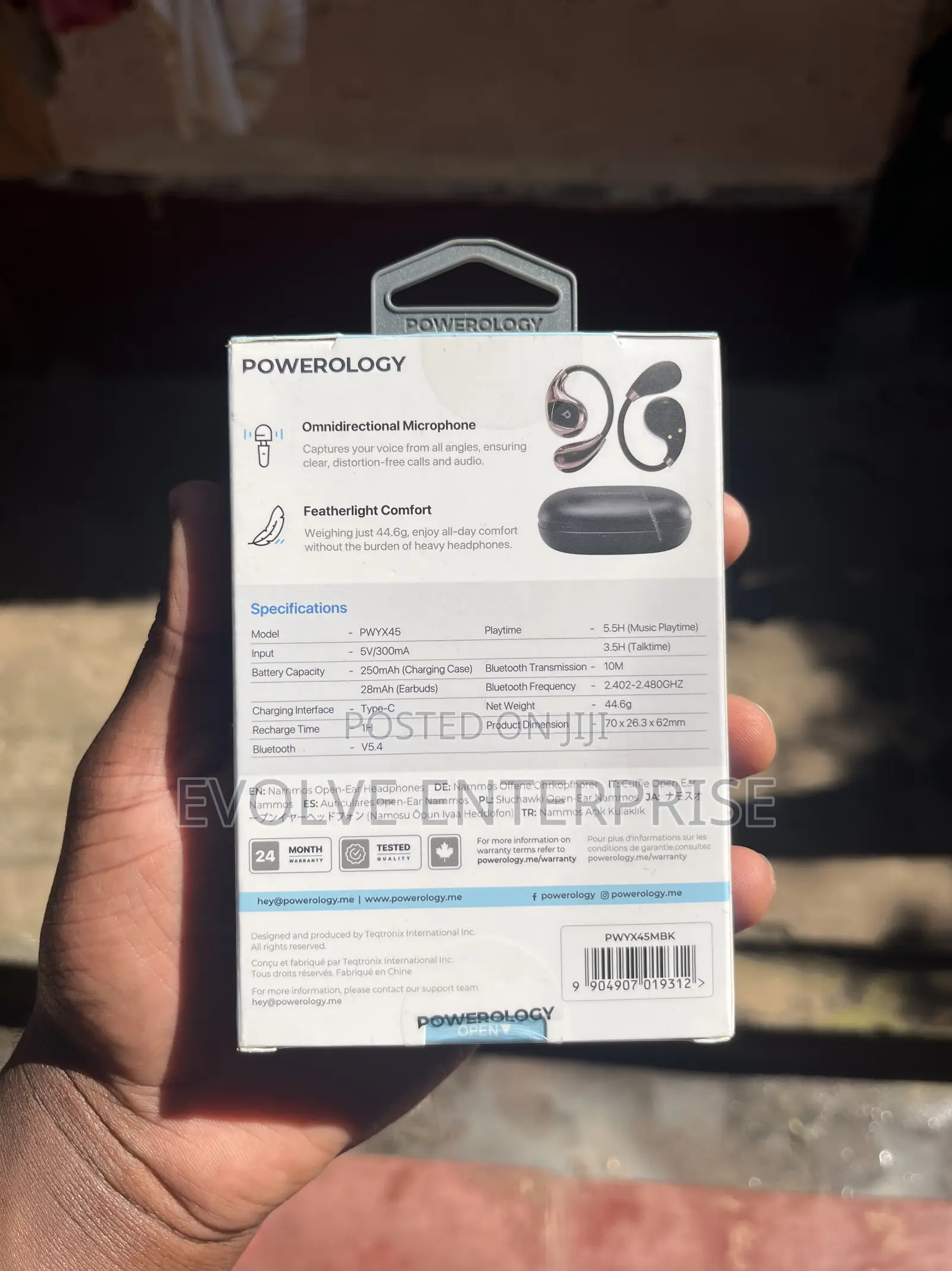 Powerology Nammos Open-Ear Earbuds - Matte Black