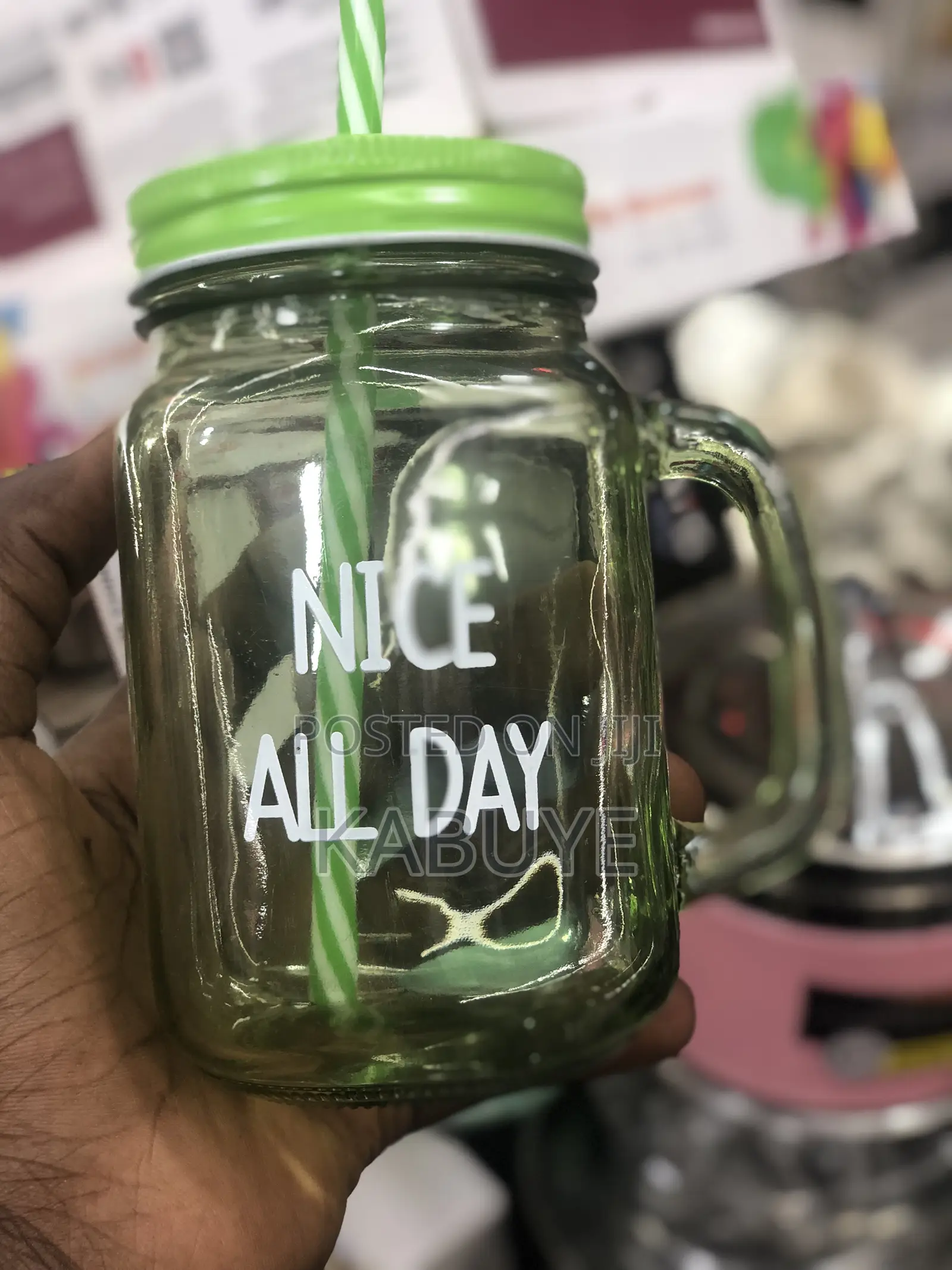 Glass Mason Jar Mug