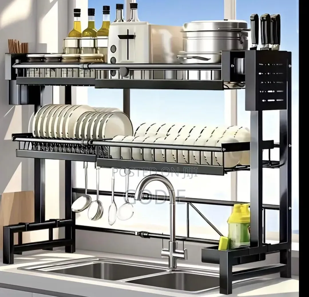 Two-Tiered, Over-the-Sink Dish Drying Rack