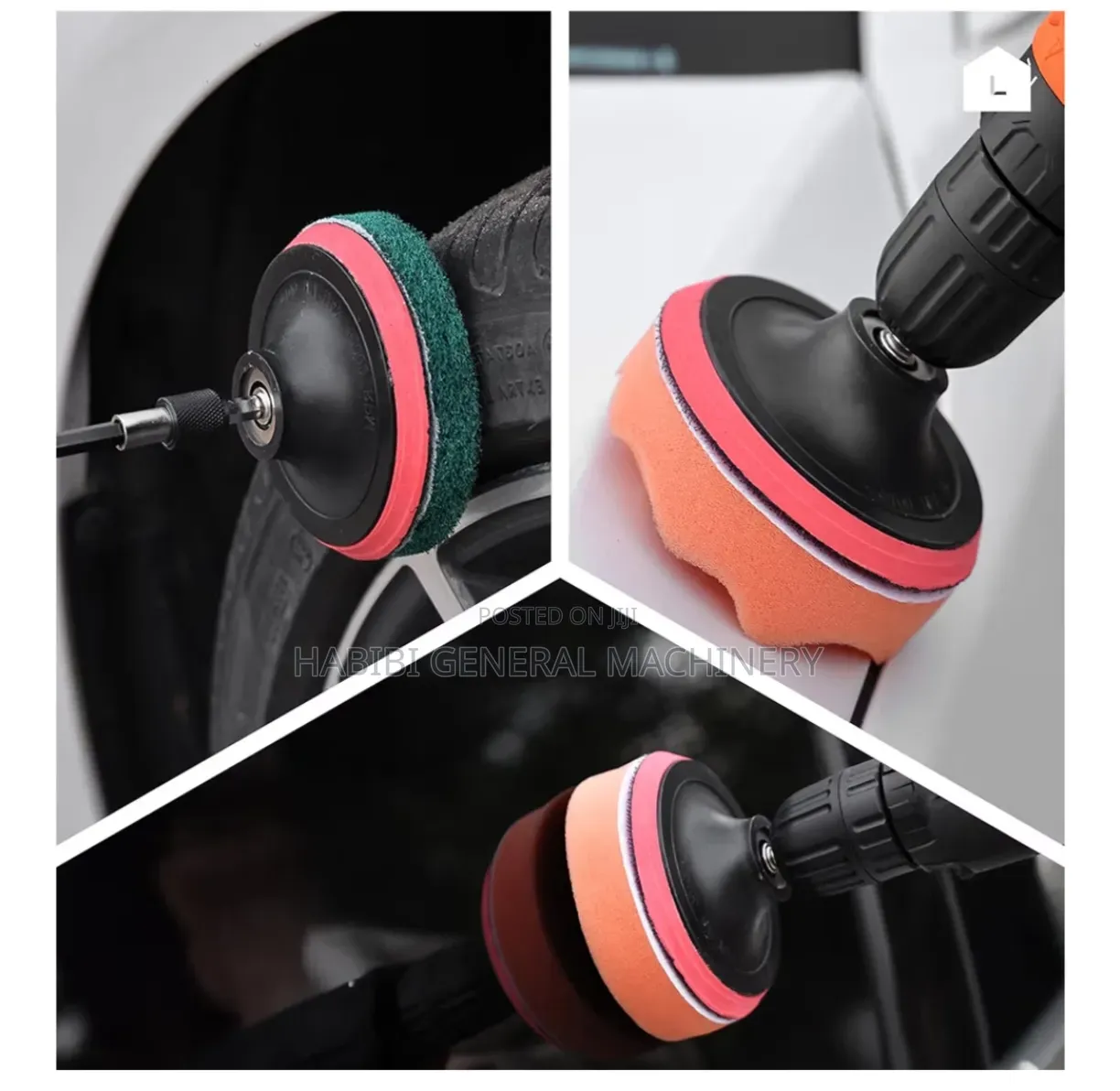 Drill Brush/Sponge Pads Attachments Car Detailing/Cleaning Kit