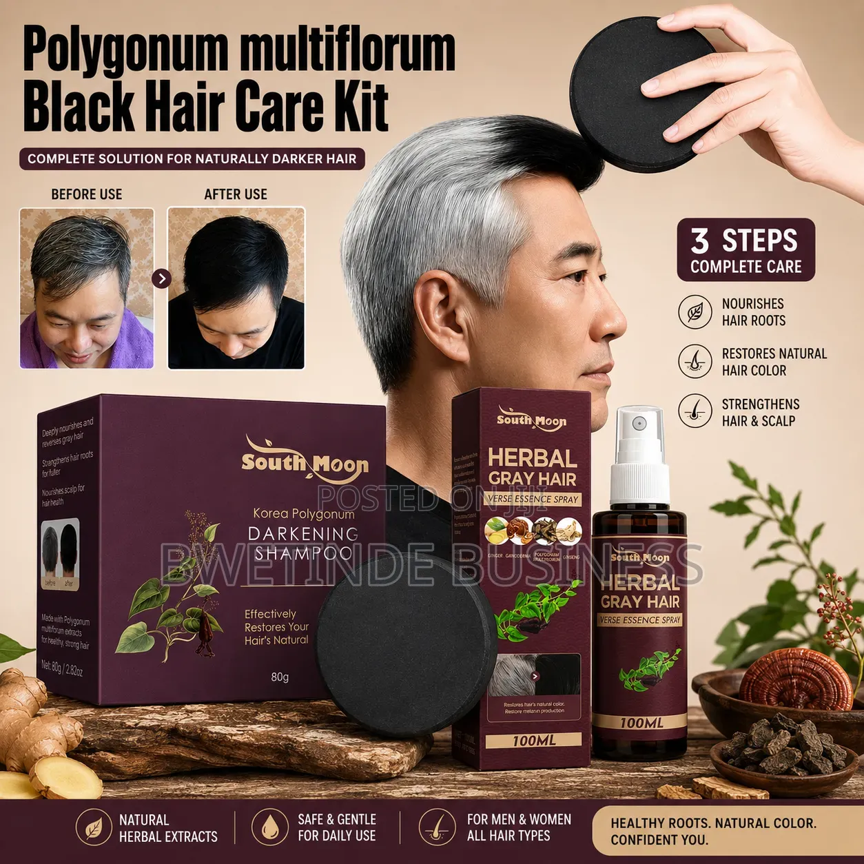 Gray Hair Darkening Shampoo Spray Set