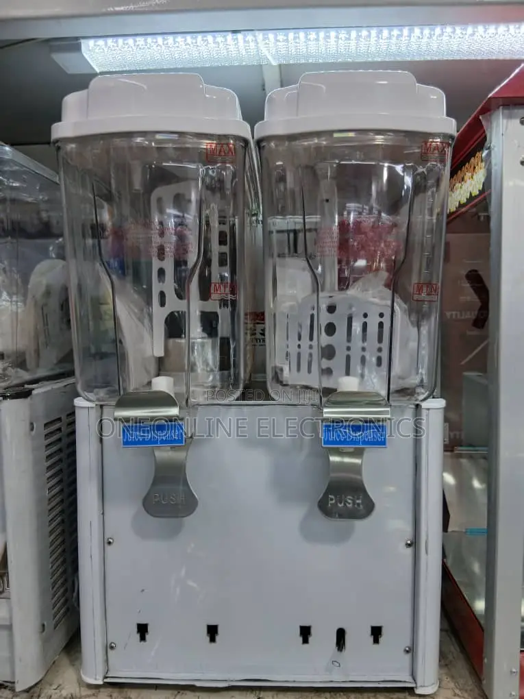 Double Juice Dispenser Featuring Two 18-Liter Clear Tanks
