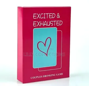 Excited and Exhausted Couple Drinking Cards