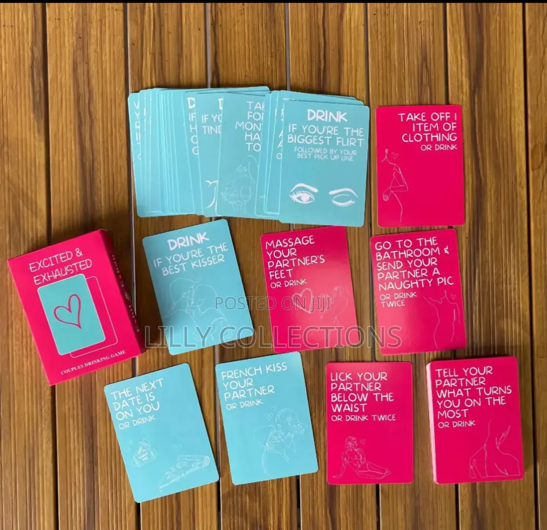 Excited and Exhausted Couple Drinking Cards