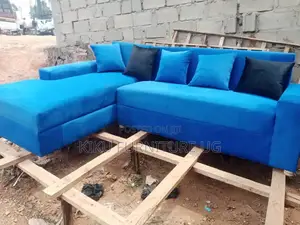 Blue L Sofa Set