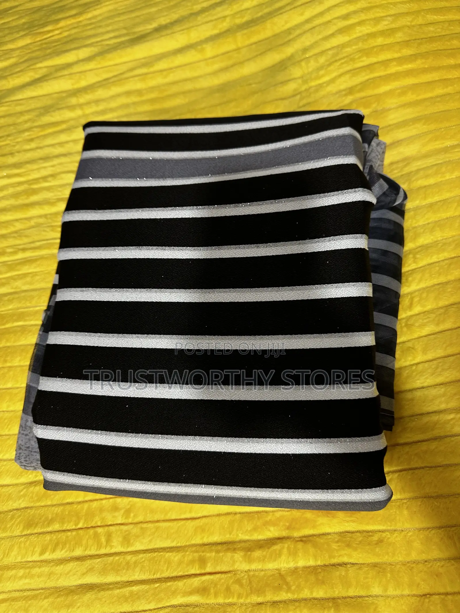 (2 Curtains and 1 Net) 3pcs Designed Ring Curtains Black and White