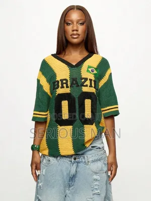 Sporty Knit v-Neck Jersey Top