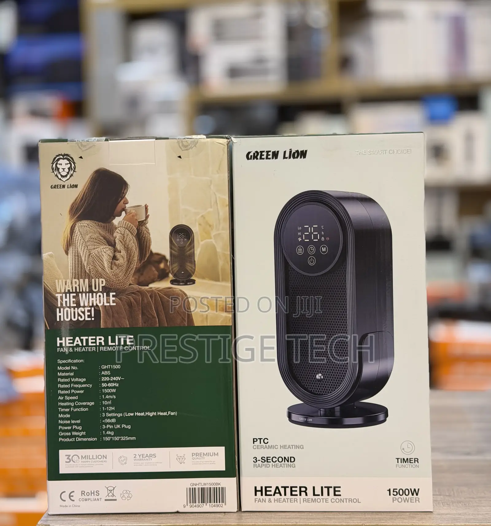 Green Lion Heater Lite 1500w Wit Remote Control, Fan Mode, Led Display