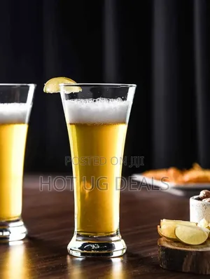 6 Piece Set of Clear Long Cocktail Juice Glasses