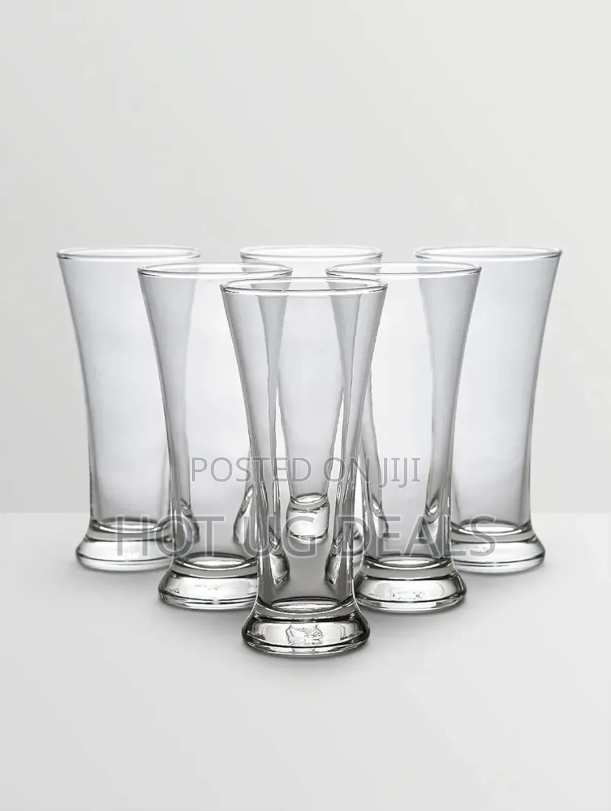 6 Piece Set of Clear Long Cocktail Juice Glasses