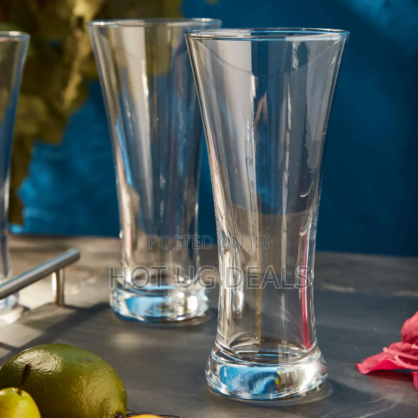 6 Piece Set of Clear Long Cocktail Juice Glasses