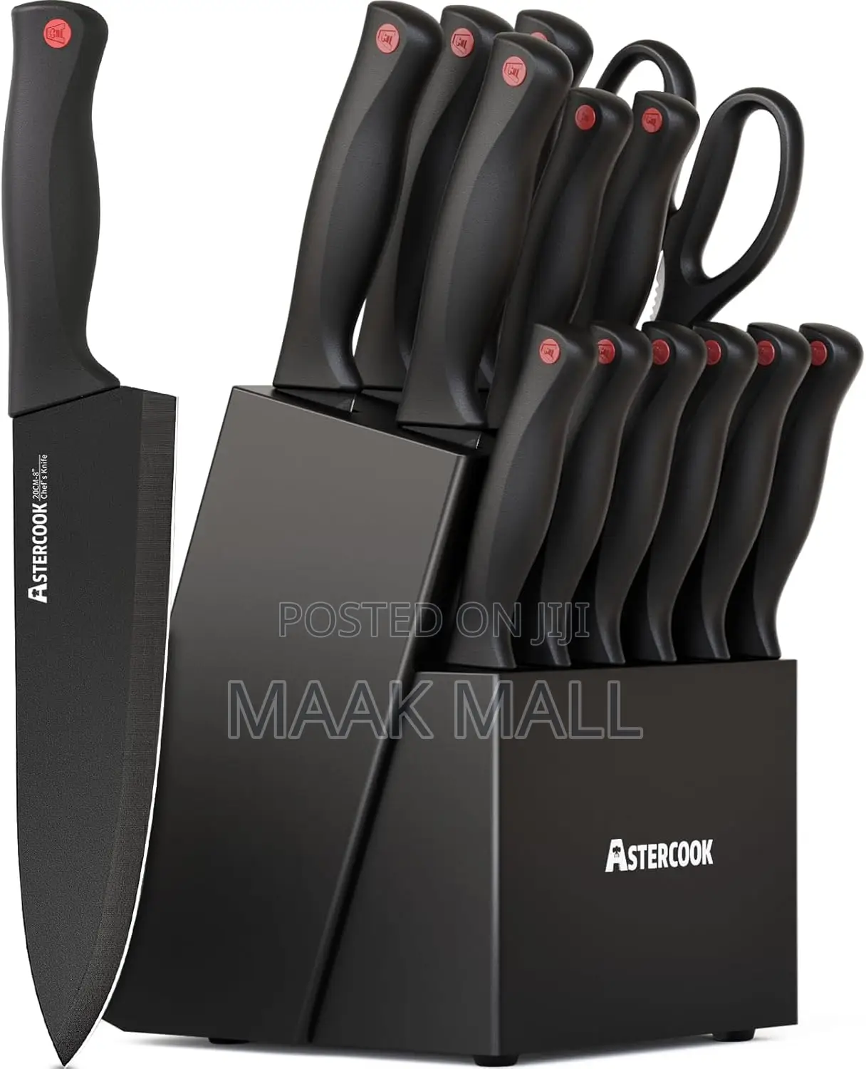 Astercook 15 Piece Knife Set With Sharpener Block