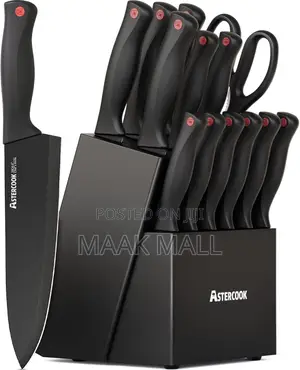Astercook 15 Piece Knife Set With Sharpener Block