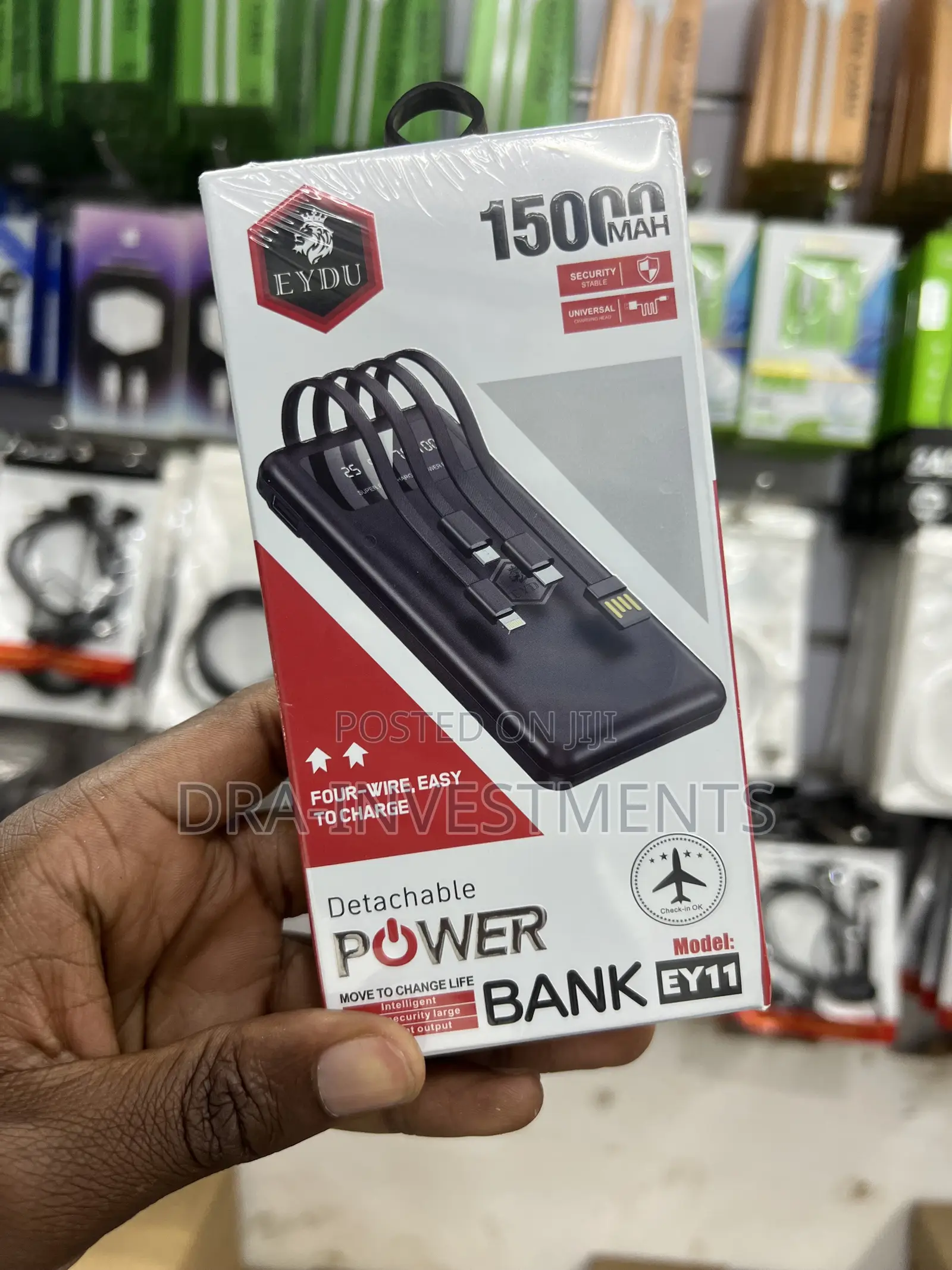 Original Eydu Ey11 15000mah Power Bank | 4 Built-in Charging Cables