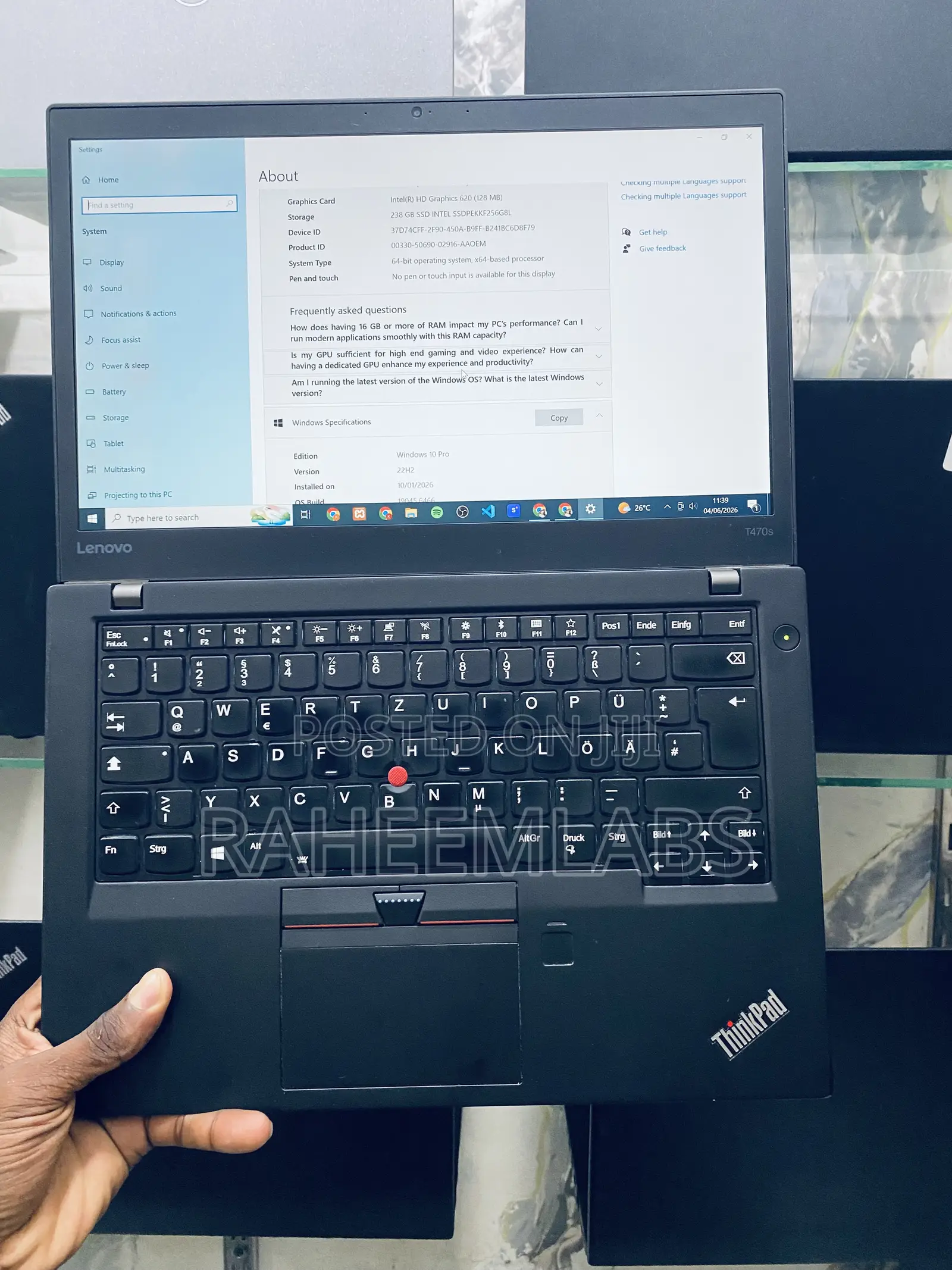 Laptop Lenovo ThinkPad T470s 8GB Intel Core i5 SSD 256GB