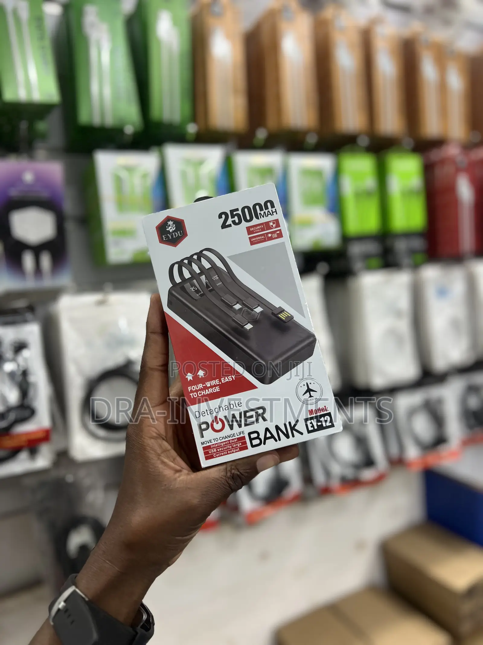Original 25000mah Eydu Power Bank | 4 Built-in Charging Cables