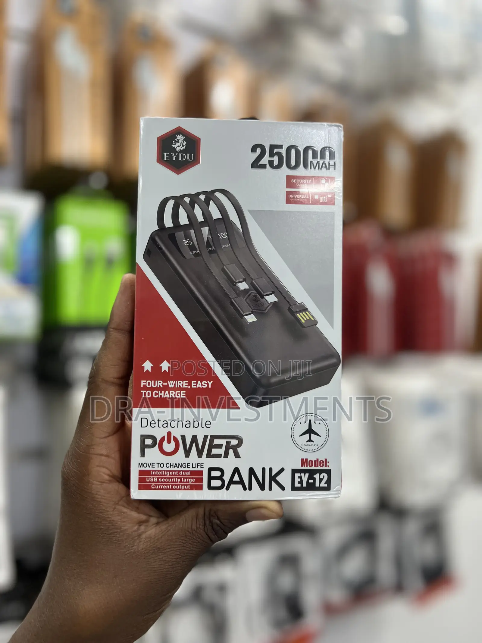 Original 25000mah Eydu Power Bank | 4 Built-in Charging Cables