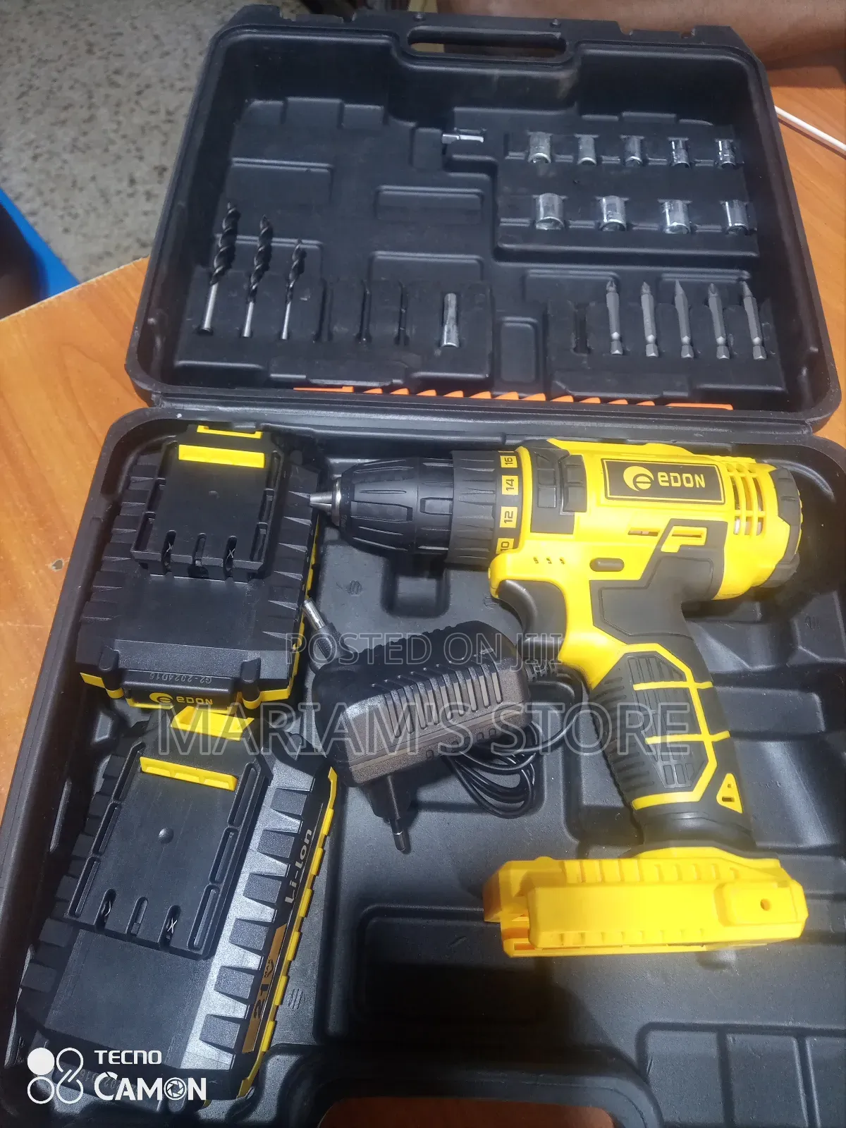 Edon Brand 21-Volt Cordless Drill Set, Two Batteries and a Charger