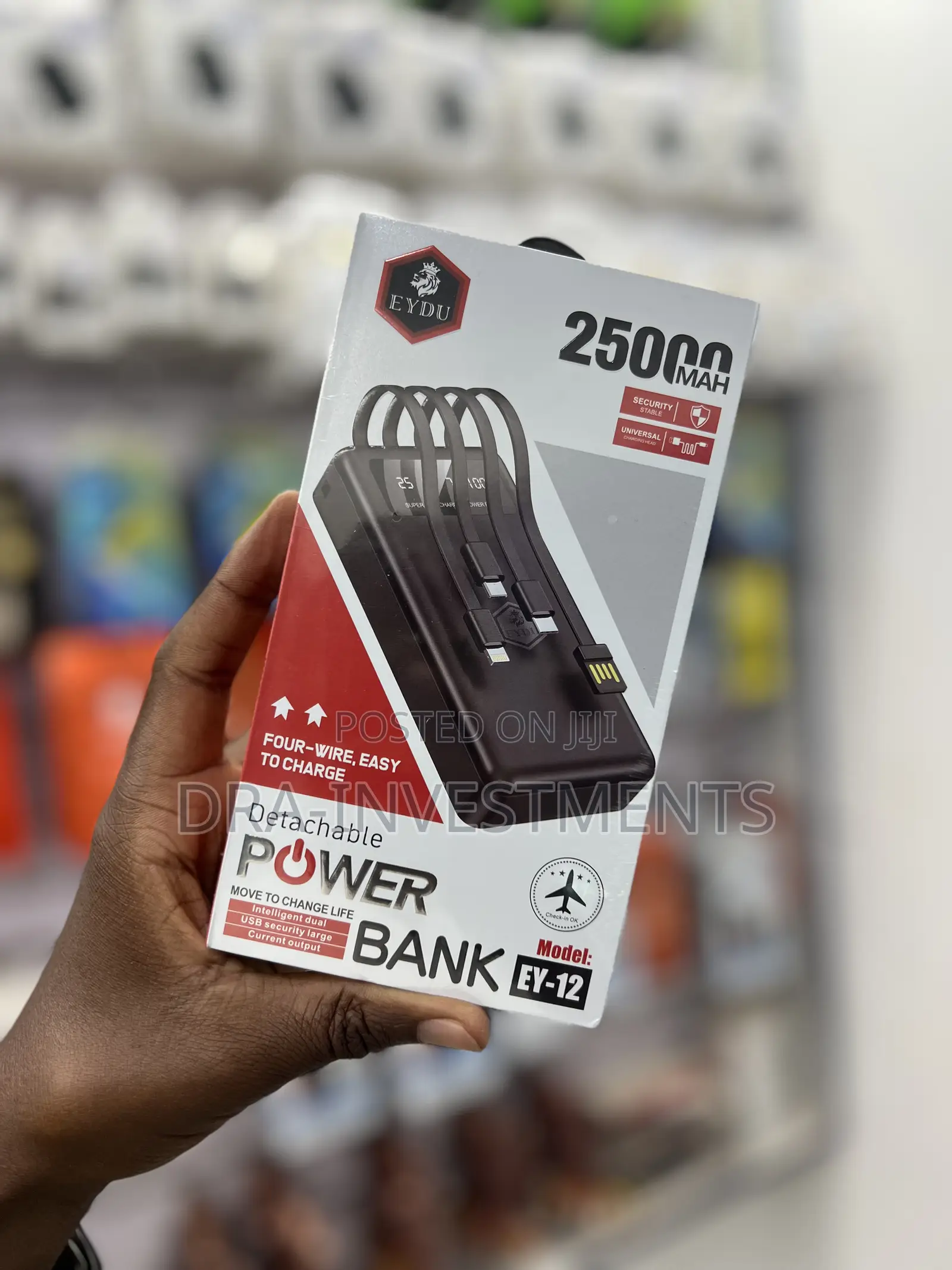 Original 25000mah Eydu Power Bank | 4 Built-in Cables | Fast Charging