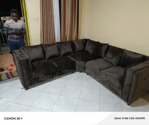 Brown L Sofa Set