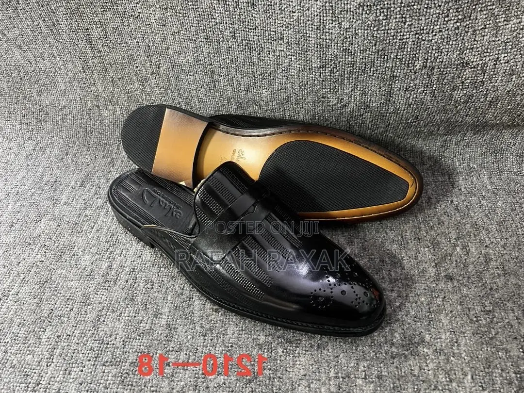Original Black Leather Clarks Mules Half Shoes