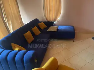 Royal Blue L-Shaped Sofa