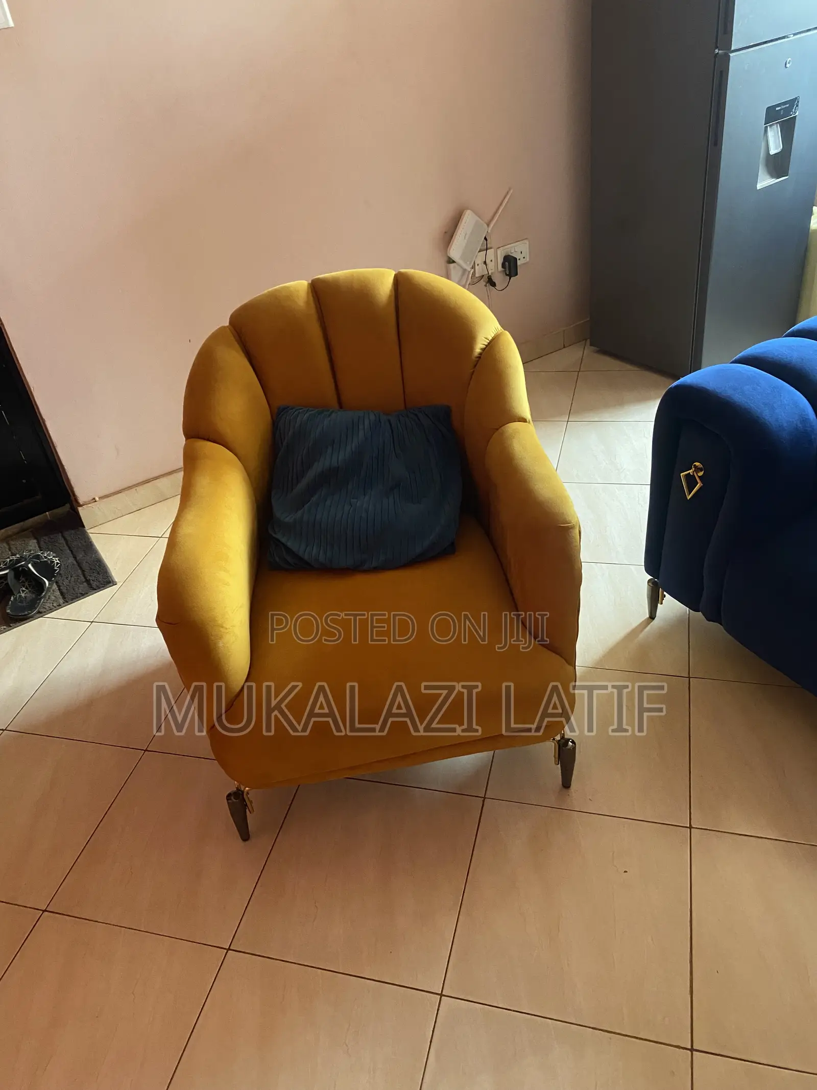 Royal Blue L-Shaped Sofa