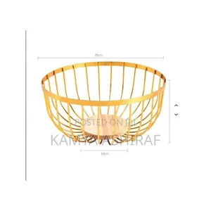 Gold-Finished Metal Wire Fruit Bowl
