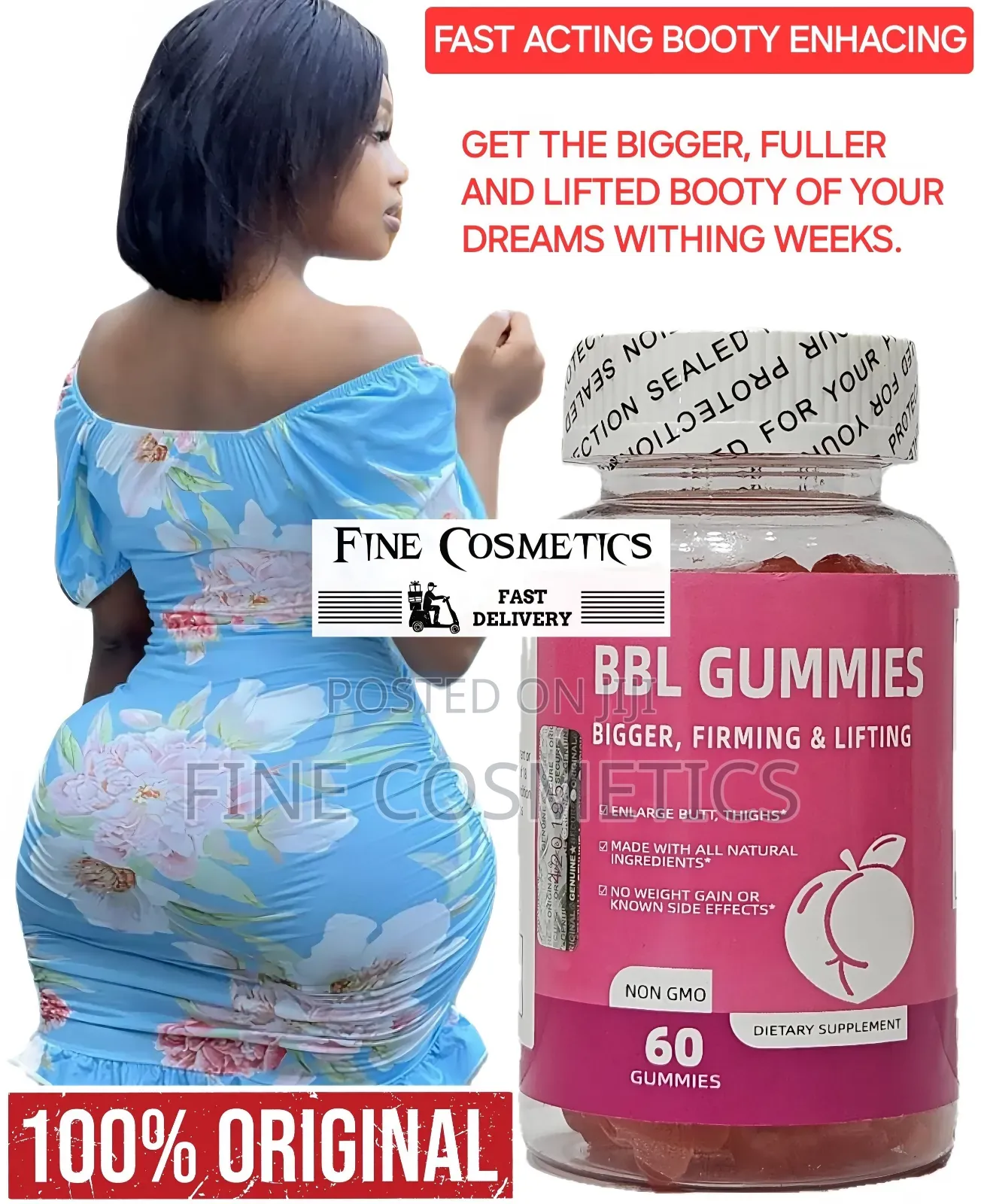 BBL Buttocks Enlargement Gummies Hip/Curvy Figure Shape Up Butt Boost