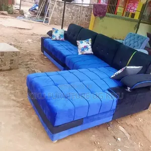 L Sofa Set in Blue and Black Color