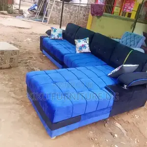 L Sofa Set in Blue and Black Color