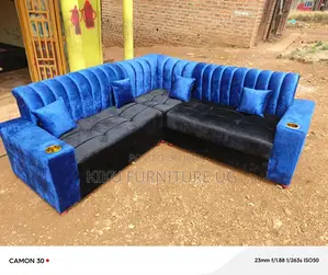 Blue and Black Sofa Available