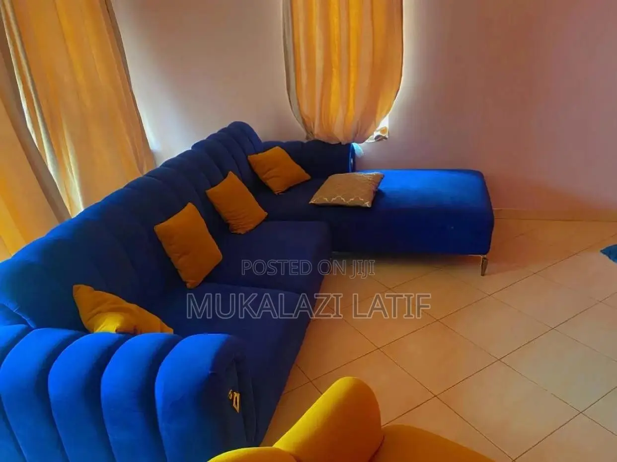 Royal Blue L-Shaped Sofa