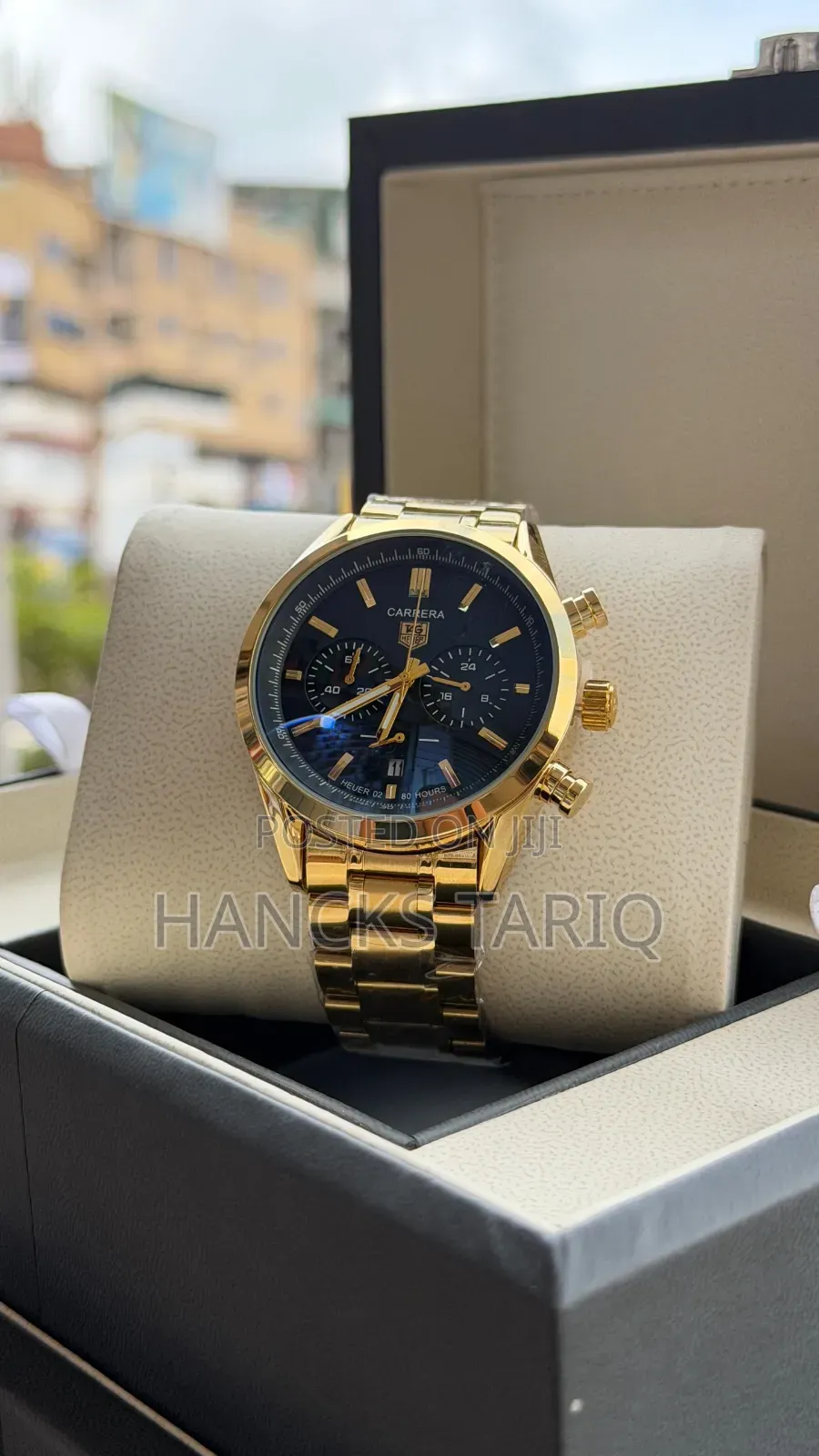 Luxury Gold-Toned Tag Heuer Carrera Chronograph Watch.
