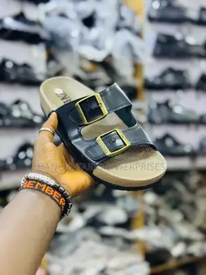 Comfortable Black Double-Strap Sandals – Adjustable Buckle