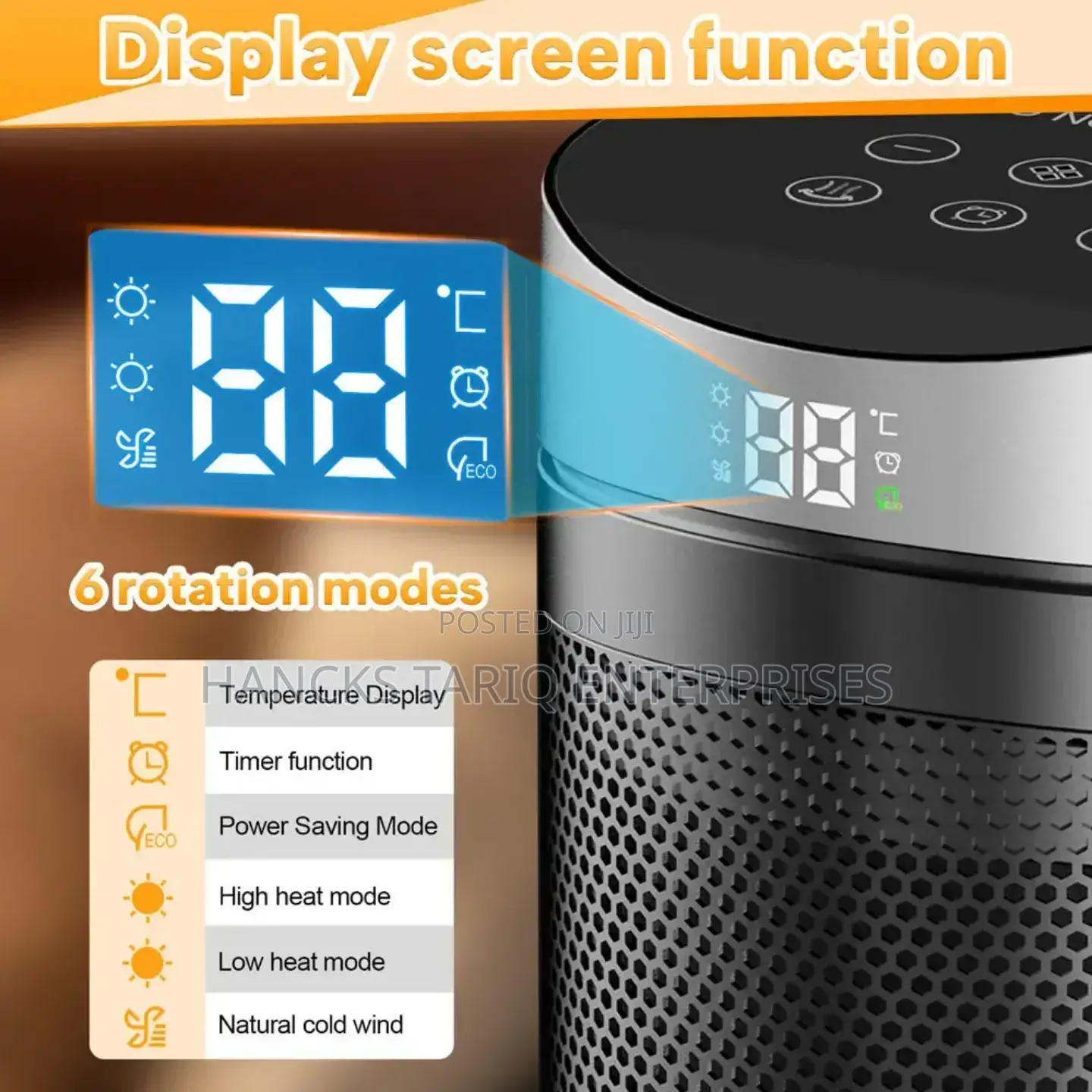 Portable Electric Space Heater With Remote Control Digital Display