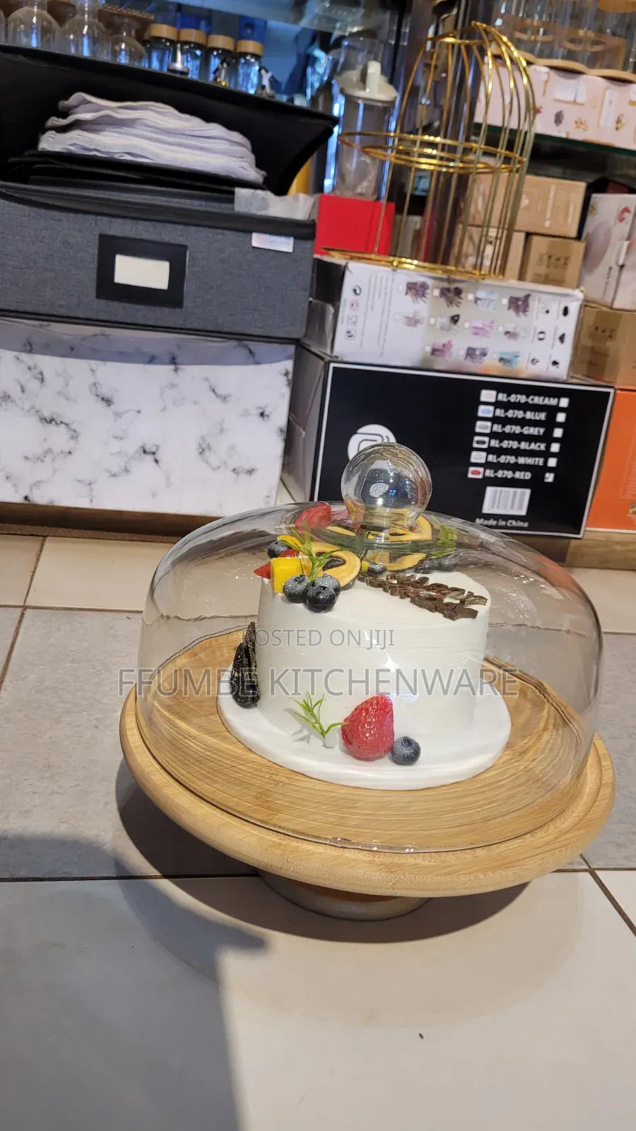 Cake Turner or Stand With Glass Cover