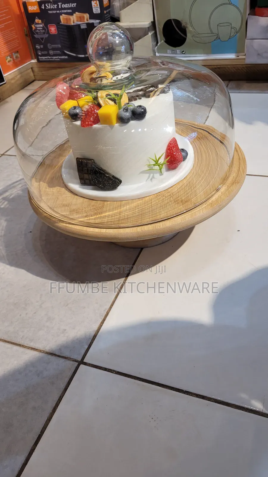Cake Turner or Stand With Glass Cover